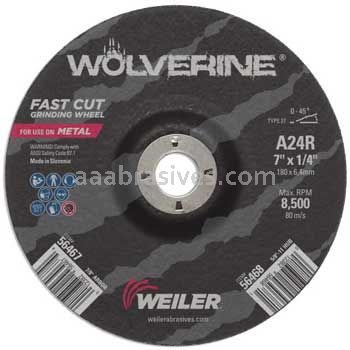 Weiler 56469 - 9" x 1/4" x 7/8" A.H. A24R Type 27 Grinding Wheel - 012382564698