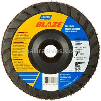 Norton Abrasives 63642501866 7 x 7/8 36 R980P Norton Blaze Quick Trim Type 27 Flap Discs
