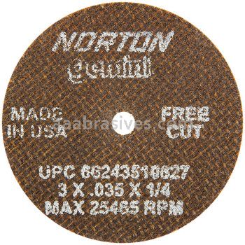 Norton 3 x .035 x 1/4 Gemini Free Cut D Sides Reinforced Type 01 Straight Wheels