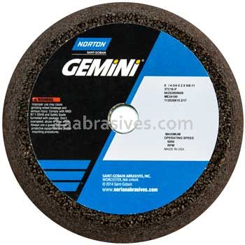 Norton 6 x 4-3/4 x 2 x 5/8-11 Rim 1-1/2 Back 3/4 Gemini 37C16-P ME24180 E98728 NCRH Steel Bushing Type 11 Flaring Cup Wheels