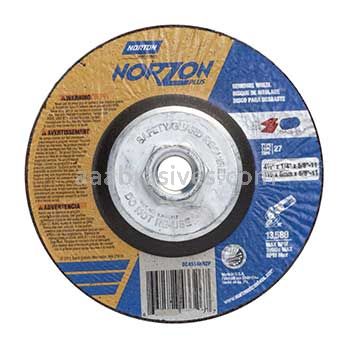 Norton Abrasives 66252829541 4-1/2 x 1/4 x 5/8-11 Norton NorZon Plus 2 pk Type 27 Depressed Center Wheels