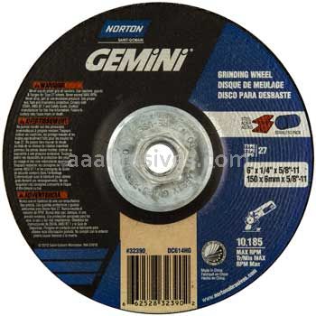 Norton 6 x 1/4 x 5/8-11 Gemini Disc Type 27 Depressed Center Wheels