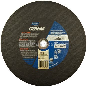 Norton 12 x 1/8 x 1"/20mm Metal High Speed High Performance Reinforced Type 01 Straight Wheels