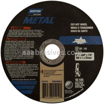 Norton 6x.040x7/8 Metal Reinforced Type 01 Straight Wheels