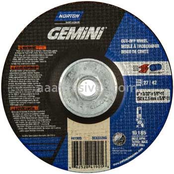 Norton Abrasives 66252841905 6 x 3/32 x 5/8-11 Norton Gemini Type 27 Depressed Center Wheels