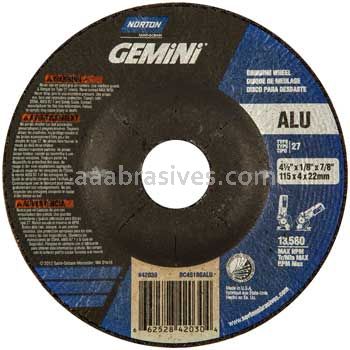 Norton Abrasives 66252842030 4-1/2 x 1/8 x 7/8 Norton Gemini Aluminum 46 Type 27 Depressed Center Wheels