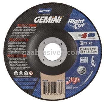 Norton Abrasives 66252842036 5 x .045 x 7/8 Norton Gemini RightCut Type 27 Depressed Center Wheels