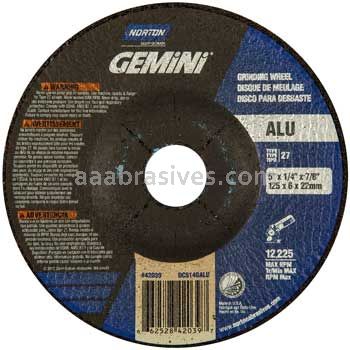Norton Abrasives 66252842039 5 x 1/4 x 7/8 Norton Gemini Aluminum 46 Mini Disc Type 27 Depressed Center Wheels
