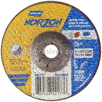Norton Abrasives 66252842177 3 x 1/8 x 3/8 Norton NorZon Plus Type 27 Depressed Center Wheels