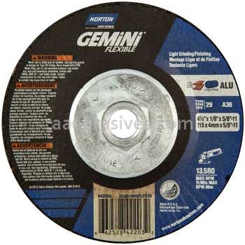Norton Abrasives 66252842203 4-1/2 x 1/8 x 5/8-11 Norton Gemini Flex A36 Type 29 Depressed Center Blending Wheels