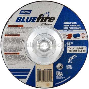 Norton Abrasives 66252843185 7 x 1/4 x 5/8-11 Norton BlueFire Fastcut Type 27 Depressed Center Wheels
