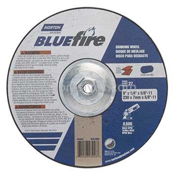 Norton Abrasives 66252843246 9 x 1/4 x 5/8-11 Norton BlueFire Type 27 Depressed Center Wheels