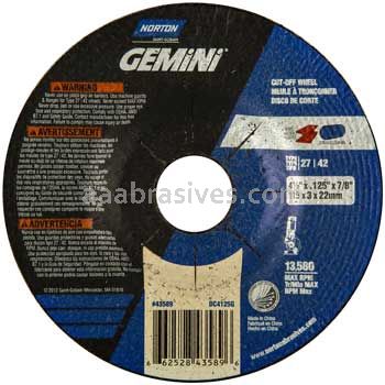 Norton Abrasives 66252843589 4-1/2 x .125 x 7/8 Norton Gemini Mini Disc Type 27 Depressed Center Wheels
