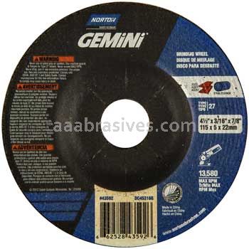 Norton Abrasives 66252843592 4-1/2 x 3/16 x 7/8 Norton Gemini Mini Disc Type 27 Depressed Center Wheels