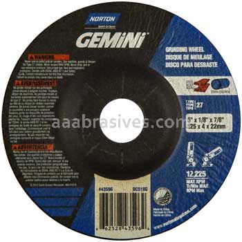 Norton Abrasives 66252843596 5 x 1/8 x 7/8 Norton Gemini Mini Disc Type 27 Depressed Center Wheels
