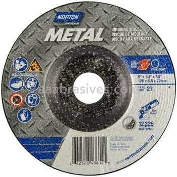 Norton Abrasives 66252843614 5 x 1/4 x 7/8 Norton Metal Type 27 Depressed Center Wheels