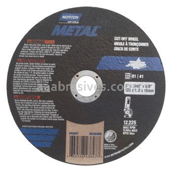 Norton Abrasives 66252843847 5 x .040 x 5/8 Norton Metal Type 01 Straight Cutting Wheels