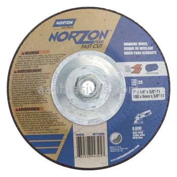 Norton Abrasives 66252844345 7 x 1/4 x 5/8-11 Norton NorZon Plus Fastcut Type 28 Depressed Center Saucer Grinding Wheels