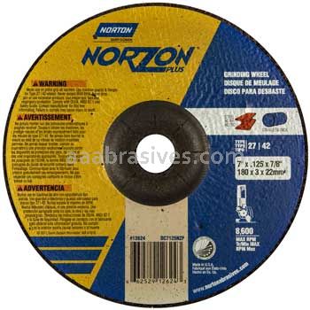 Norton 7 x .125 x 7/8/Norzon Plus//Type 27 Depressed Center Wheels