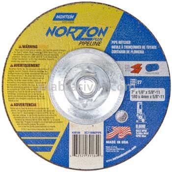 Norton 7 x 1/8 x 5/8-11 Norzon Plus Pipe Notcher Type 27 Depressed Center Wheels