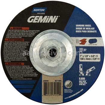Norton 7 x 1/8 x 5/8-11 Gemini Disc Type 27 Depressed Center Wheels