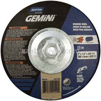 Norton 7 x 1/4 x 5/8-11 Gemini Type 28 Depressed Center Saucer Wheels