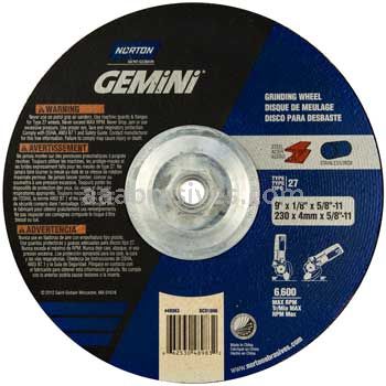Norton 9 x 1/8 x 5/8-11 Gemini Disc Type 27 Depressed Center Wheels