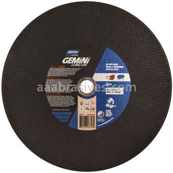 Norton 14 x 3/32 x 1 Gemini Long Life Chopsaw Side Reinforced Type 01 Straight Wheels
