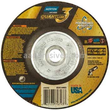 Norton Abrasives 66253370793 4-1/2 x 1/4 x 5/8-11 Norton Quantum 3 Type 27 Depressed Center Wheels