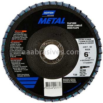 6 x 7/8 40 Grit Norton Metal Type 29-Zirc Flap Discs