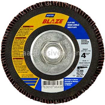 Norton 4-1/2 x 5/8-11/80/Norton SG Blaze Type 27 High Density /R980P/Norton Flap Discs