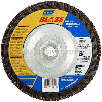 Norton 6 x 5/8-11 60 Norton Blaze Quick Trim Type 27 R980P Flap Discs