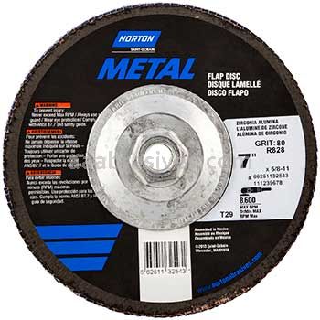 Norton 7 x 5/8-11 80 Norton Metal T29 High Density R828 Flap Discs