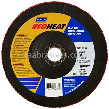 Norton 7 x 7/8 40 Norton Red Heat Type 29 R983 Flap Discs