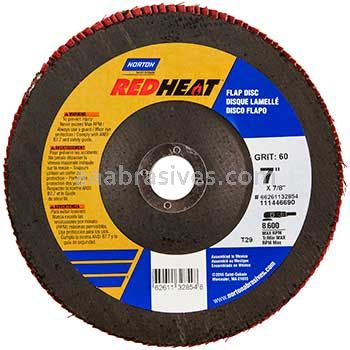 Norton 7 x 7/8 80 Norton Red Heat Type 27 High Density R983 Flap Discs