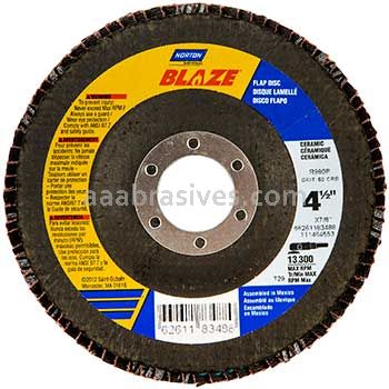 4-1/2 x 7/8 60 Norton SG Blaze Plus Type 29 R980P Flap Discs