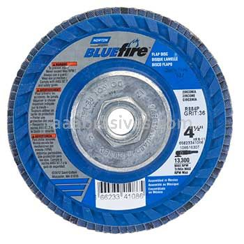 Norton 66623341086 4-1/2 x 5/8-11 36 Grit Bluefire R860 Type 27 Flat Standard Quick Trim Plastic Flap Discs