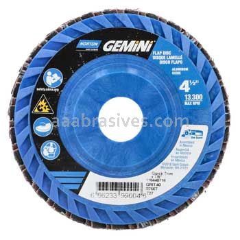 Norton 66623399004 4-1/2 x 7/8 40 Grit Quick Trim T27 Gemini R766T Flap Discs