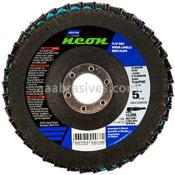 Norton Abrasives 66623399038 5 x 7/8 Norton Neon-Type 29 Fiberglass Plate 60 R766 Norton Flap Discs