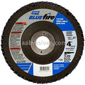Norton 66623399049 4 x 5/8 36 Grit Bluefire R860 Type 29 Conical Standard Fiberglass Flap Discs