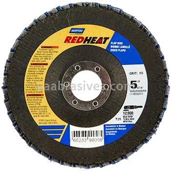 Norton Abrasives 66623399057 5 x 7/8 Norton Red Heat Type 29 80 R961 Flap Discs