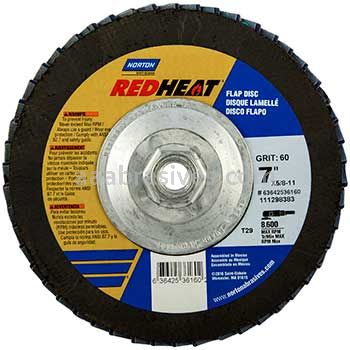 7 x 5/8-11 Norton Red Heat Type 29 36 Grit R961 Flap Discs