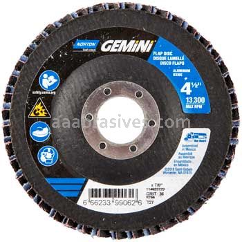 Norton 66623399062 4-1/2 x 7/8 36 Grit HD T27 Gemini R766T Flap Discs