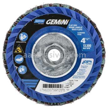 Norton 66623399125 4-1/2 x 5/8-11 36 Grit Quick Trim T27 Gemini R766T Flap Discs
