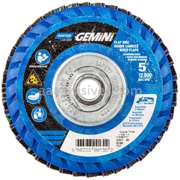 Norton 66623399130 5 x 5/8-11 60 Grit Quick Trim T27 Gemini R766T Flap Discs