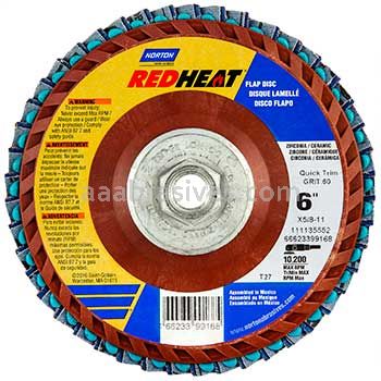 Norton Abrasives 66623399167 6 x 5/8-11 Norton Red Heat Quick Trim Type 27 Plastic 40 R961 Flap Discs
