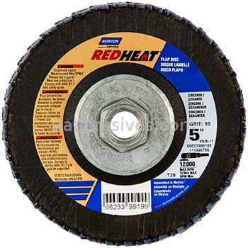 Norton Abrasives 66623399198 5 x 5/8-11 Norton Red Heat Type 29 - Fiberglass 40 R961 Norton Flap Discs