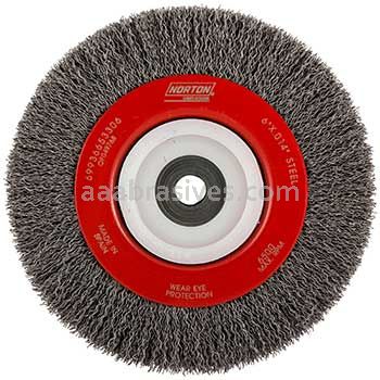 Norton 6 x .014 x 1/2-2 AH Crimped Wire Wheel Brushes For Steel Carbon Steel with reducing bushings