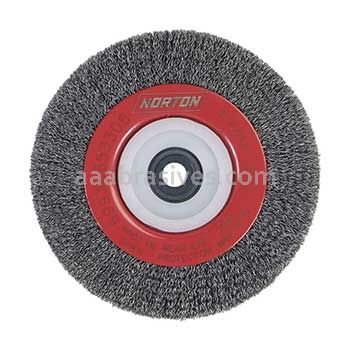 Norton 6 x .014 x 1/2-2 AH 1" Face Crimped Wire Wheel Brushes - For Steel