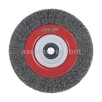 Norton 8 x .014 X 1/2-2 AH Crimped Medium Face Wire Wheel Brush Carbon Bristles 0.014" Wire